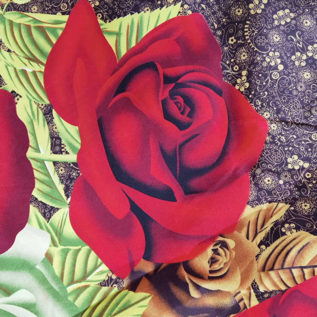 Red Rose for Middle East Market, Polyester Print Woven Brushed Fabric